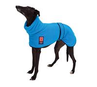 Ginger Ted Warm Fleece Greyhound Whippet Lurcher Dog Jumper size 26"/66cm Blue - for sighthounds & narrow build dogs, windproof polarfleece, long neck sweater coat style