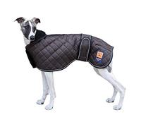 Ginger Ted Warm Harness Greyhound Whippet Lurcher Dog Coat size 28"/71cm Brown - for sighthounds & narrow build dogs, warm lining, zip harness slot, reflective piping, jacket raincoat style