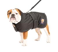Ginger Ted Waterproof Bulldog Frenchie Dog Coat size 20"/51cm Black - for medium to large barrel chested dogs, warm fleecy lining, reflective piping, quick fastening, jacket raincoat style