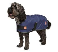 Ginger Ted Waterproof Dog Coat size 16"/41cm Navy Blue - warm fleecy lining, reflective piping, quick fastening, jacket raincoat style