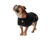 Ginger Ted Waterproof Lightweight Bulldog Frenchie Dog Coat size 18"/46cm Black - for medium to large barrel chested dogs, lightweight lining, reflective piping, quick fastening, jacket raincoat style