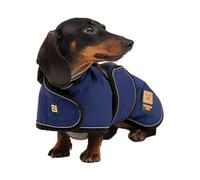 Ginger Ted Waterproof Lightweight Dachshund Coat size 12"/30cm Navy - for short-legged breeds, lightweight lining, reflective piping, quick fastening, jacket raincoat style