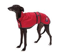 Ginger Ted Waterproof Lightweight Greyhound Whippet Lurcher Dog Coat - size 26"/66cm Cherry Red - for sighthounds, lightweight lining, reflective piping, jacket raincoat style