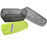 Fackelmann 45470 Ginger Grater, Slicer with Storage Container, Plastic, Grey and Green