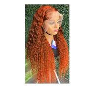 Ginger Wig Human Hair 200 Density 13x4 Lace Front Pre Plucked Water Wave Orange Glueless Curly Wig Adds Volume(30inch)