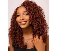 Ginger Yanky Twist Crochet Braids Pre Braided Fluffy Curly Copper Red Short Senegalese Crochet Braids Marlybob Natural Boho Crochet Braids for Women 14 Inch