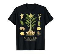 Ginger Zingiber officinale Vintage Botanical Rhizome Anatomy Value Graphic T-Shirt, Men, Black, S