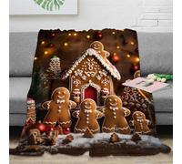 Gingerbread 3D Christmas Cookies Pattern Fleece Throw Blanket for Sofa Couch Bed Decor Plush Blanket Christmas Cookies Style Warm Fuzzy Blanket 50x60inch(127x152cm)