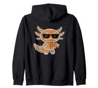Gingerbread Axolotl Sunglasses Christmas Fun Zip Hoodie