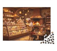 Gingerbread Bakery 1000 Piece Jigsaw Puzzle Paper for Adults Cozy Kitchen Night Scene Puzzle Game for Family Relaxation Home Decor Gift 52x38cm/1000pcs