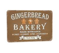 Gingerbread Bakery Cakes Cookies Pies Cupcakes Vintage Look Tin 8X12 Inch Christmas Decoration Poster Sign for Home Kitchen Farmhouse Garden Shop Store Cafe Coffee Bar Pub Funny Wall Decor