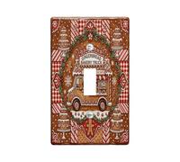 Gingerbread Bakery Truck Holiday Theme Christmas Toggle Switch Plate | Gingerbread Man, Candy Canes, Tiered Cakes, Red And White Gingham Pattern, Winter Holiday Theme, Kitchen Wall Decor