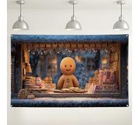 Gingerbread Bakery Wall Backdrop, Cute Winter Dessert Scene Decorations, Cozy Indoor/Outdoor Photography Background for Holiday Parties 71x43 Inch