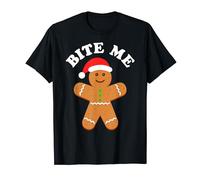 Gingerbread Bite Me Funny Sarcastic Adult Humor Christmas T-Shirt