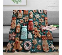 Gingerbread Blanket Ultra-soft Micro Fleece Blanket Soft And Warm Digitally Christmas Cookies Printed Blanket Flannel Blanket Present 40x50inch(100x130cm)