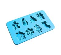 Gingerbread Chocolate Baking Mold Silicone Festive Press Demold Tool | Gingerbread Man Christmas Baking Mold for Desserts Jelly Candle Kindergarten Classroom Events Blue