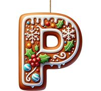 Gingerbread Christmas Decorations - 26 Gingerbread Alphabet Letter Ornaments,2d Flat A To Z Letters - Xmas Tree Hanging Ornaments for Diy Crafts,Christmas T-ree Candy Cane Letter Tree Decorations1