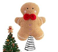 Gingerbread Christmas Decorations, Christmas Tree Topper Holiday Table Decor, 12.2 Inches Plush Gingerbread Man Treetop,Cute Plush Decorations For Fireplace Dining Table Winter Party Supplies
