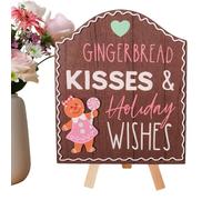 Gingerbread Christmas Decorations Sign,Wooden Gingerbread Desktop Welcome Sign - Gingerbread Painting Wood Sign Decor for Home Kitchen Cafe Christmas Decoration Crafts