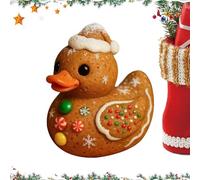 Gingerbread Christmas Ducks Figures - Gingerbread Seasonal Rubber Ducks | Tree And Candy Cane Pattern Animal Decoration For Home Workplace Fireplace Kids Room Counter Party For Boys And Girls