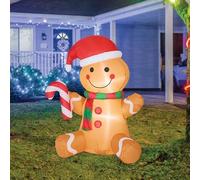 Gingerbread Christmas Light-Up Self-Inflating Character Decoration 120cm | 4ft Tall, Self-Inflating, Light-Up Design, Indoor/Outdoor Decor, Christmas Theme