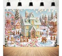 Gingerbread Christmas Photo Backdrop 10X8ft, Winter Xmas House Background