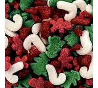Gingerbread Christmas Sprinkles Edible Sugar Toppers Decorations Red Green & White Gingerbread Men Candy Canes Trees & Nibs Gingerbread Christmas Sprinkles 1kg