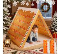 Gingerbread Christmas Tent, Christmas Gingerbread Santa Claus House Play Sleepover Tent for Home Indoor Xmas Holiday Party, Holiday Dreams Home - Lightweight Detachable and Small Size(Gingerbread*2)