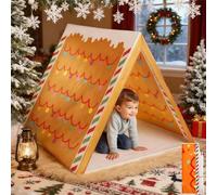 Gingerbread Christmas Tent, Christmas Gingerbread Santa Claus House Play Sleepover Tent for Home Indoor Xmas Holiday Party, Holiday Dreams Home - Lightweight Detachable and Small Size(Gingerbread*1)