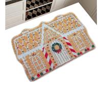 Gingerbread Christmas Welcome Mat, 60x40cm Ginger Bread House Welcome DoorMat, Non-Slip Rug, Holiday Decorations, WinterMat For Home Kitchen Bathroom, Christmas Decor