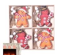Gingerbread Christmas Wooden Ornaments, 12X Wood Gingerbread Christmas Ornaments Christmas Gingerbread Man Wooden Ornament With Strings For Tree Decorations