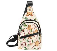 Gingerbread Cookies Holly Leaves Candy c (1) Crossbody Bag with Adjustable Shoulder Strap, Shoulder Bag for Men and Women Sling Backpack for Travel, Cycling, Work, Sport