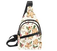 Gingerbread Cookies Holly Leaves Candy c (2) Sling Backpack Bag
