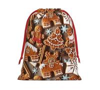 Gingerbread Cookies Print Convenient Reusable Drawstring Gift Pouches Holiday Parties Fashionable Men Women