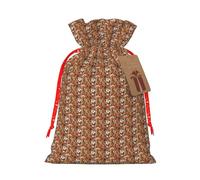 Gingerbread Cookies Print Festive Christmas Bag Drawstring Bags Holiday Xmas Seasonal Decor Gift Presents
