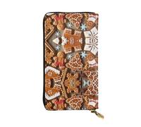 gingerbread cookies Print Leather Long Clutch Wallet – Fashionable Personalized Wallet, Multiple Card Slots, Gift Ready, Black, One Size