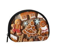 Gingerbread Cookies Print Portable Mini Coin Storage Bag - Full-Printed Polyester Wallet for Personal Small Items