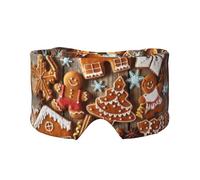 Gingerbread Cookies Print Sleep Eye and Ear Muffs Mask - Adjustable Yoga Travel Headband, Keep Warm Shading Comfortable Aid