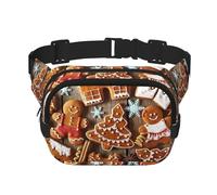 gingerbread cookies Print Square Double Layer functionality Waist Bag Unisex Crossbody Pack Travel Workout, Black, One Size