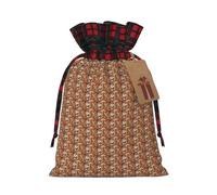 Gingerbread Cookies Print Xmas Drawstring Gift Festive Packaging Christmas Birthday Bags Wrapping Needs