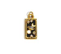 Gingerbread Cottage The World Mini Tarot Card Pendant, 0.5in. X 0.3in., 18K Gold Plated Stainless Steel