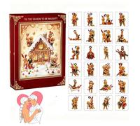 Gingerbread Couple Christmas Holiday Advent Calendar, Funny Couple Sex-Themed 24 Days Calendars Countdown Calendar Blind Box, Different Sexy Action Poses, Adult movements Xmas decor Gifts
