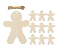 Gingerbread Cutouts, 10Pcs Unfinished Wooden Gingerbread Man Ornaments, Blank Hangable Decorations For Wall Window Home Wedding Party Travel Family