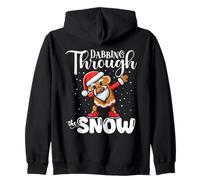 Gingerbread Dabbing Through The Snow Cute Christmas Zip Hoodie