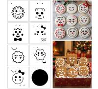 Gingerbread Faces Cookie Sugar Cake Stencils - DIY Holiday Gingerbread Man Face Cookies Sugar Cake Royal Icing for Baking Stencils, Art Cards Decorating Stencil Tools, Festive Gift Stencil Decorations