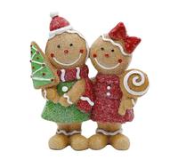 Gingerbread Figurine - Gingerbread Ornaments, Resin Art Decoration Ornament For Festive Indoor Home Stuffed Animal Christmas Decor Gift For Kids Girls (Set Of 2)
