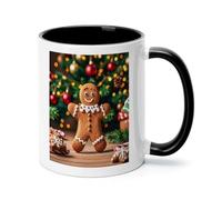 Gingerbread Figurines Are Cute Ceramic Coffee Mug with Handle 11 Ounces, Porcelain Mug Coffee Cup Tea Mug Water Cup Ideal for Coffee,Tea,Latte,Cappuccino,Microwave & Dishwasher Safe Unique Gift Cup