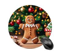 Gingerbread Figurines Are Cute Round Mouse Pad, Non-Slip Rubber Base Waterproof Washable, Computer Mouse Mat for Office Gaming Studying, Premium-Textured Durable Portable Circle Mousepad for Desktop P