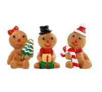 Gingerbread Figurines for Christmas 3 Pieces Christmas Figurine Desktop | Resin Decoration Art Sculpture for Table Shelf Home Indoor Holiday Season Bonsai
