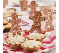 Gingerbread Food Picks - Festive Cake Toppers for Christmas Celebrations, 12pk